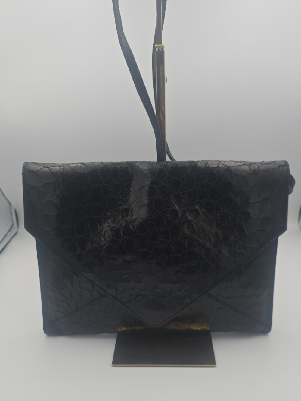 Furla Black Vintage Croc-Textured Large Envelope Crossbody/Clutch Bag (EUC)🖤 - Picture 2 of 13